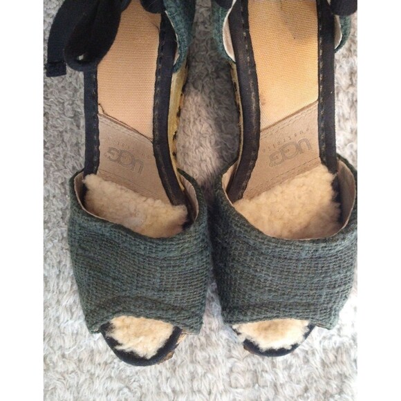 Ugg espadrille lace tie front Wedge sandal Size 6 Y2K Boho Hippie - Picture 7 of 11